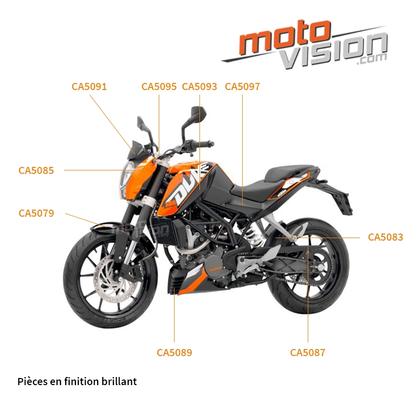 Ecopes de réservoir hautes carbone vernis ktm duke 125/200